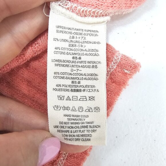 We The Free People Sun Dial Ombré T Shirt Size Small Coral Oversized Dip Dye Tee - Picture 9 of 15